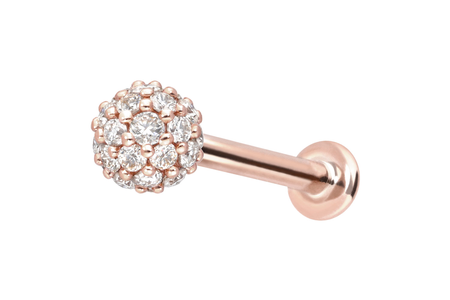 14 Karat Gold Labret Piercing mit Push Fit MULTI-MOISSANIT